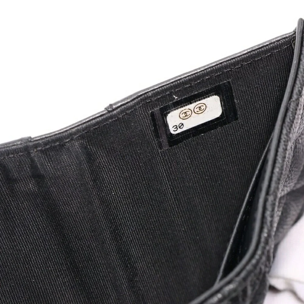 CHANEL Black Caviar Leather Wallet
